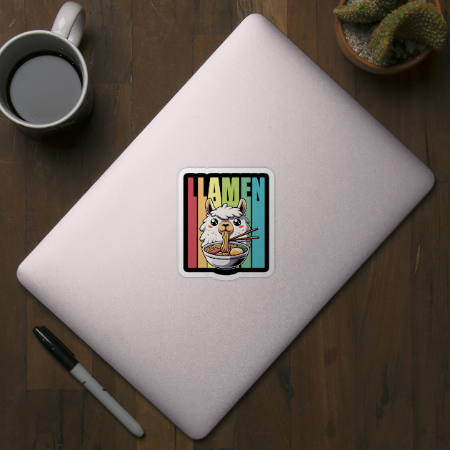 Llamen Cute Llama Eating Ramen by DetourShirts